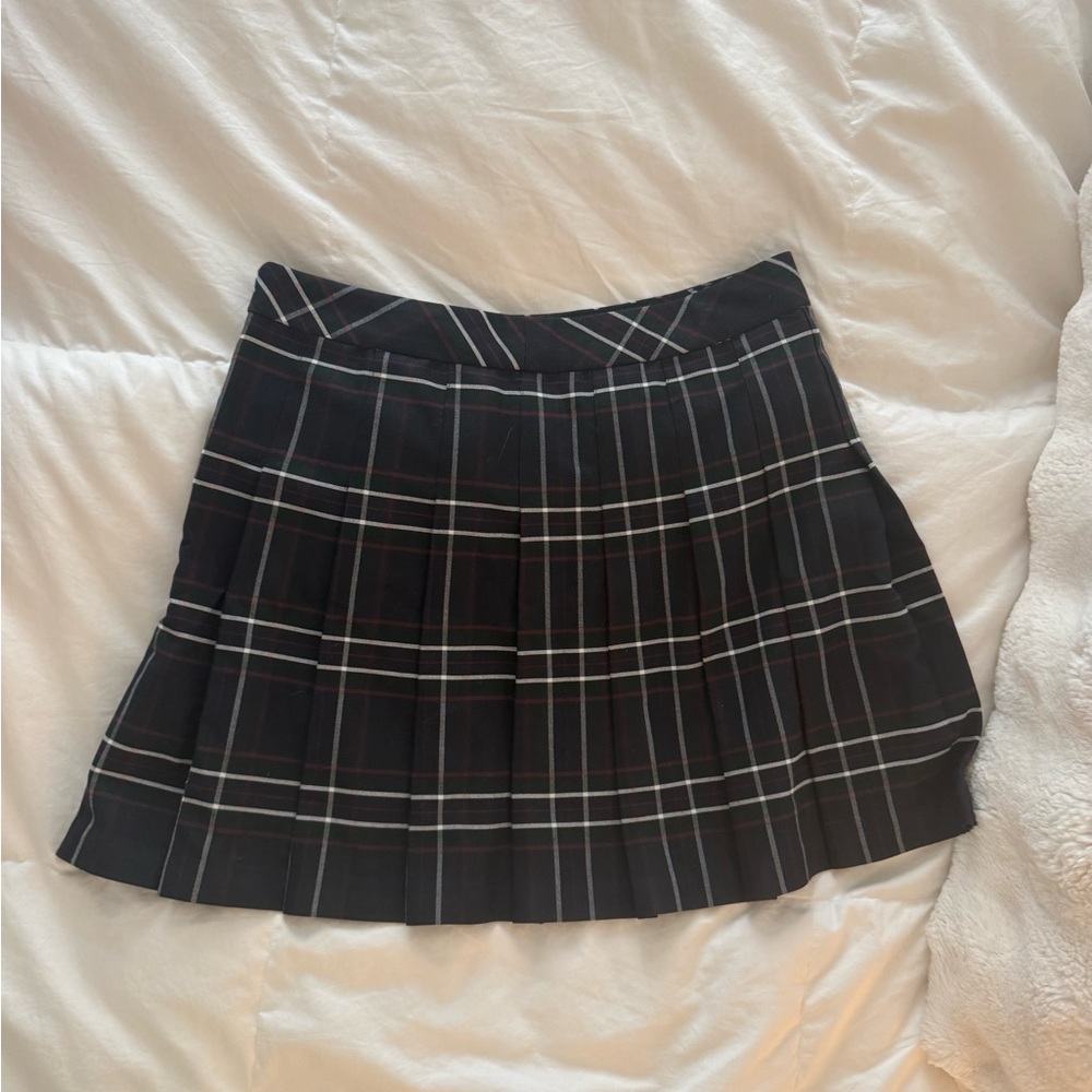 Sunday Best Navy Plaid Pleated Mini Skirt